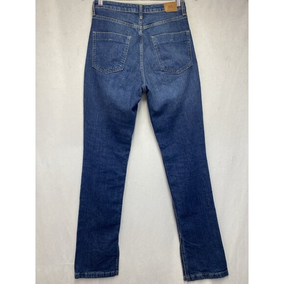 Zara High-Rise Straight Leg Slit Hem Denim Jeans Women Size 4 Medium Wash Blue - Picture 16 of 16
